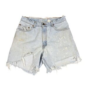 Vtg 90s Levi's 550 Cutoff Shorts Women's 32 Light Wash Distressed Thrashed USA